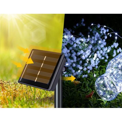 Ηλιακή διακοσμητική γιρλάντα LED 200xLED/1,2V 800 mAh 12 m IP44 μαύρη