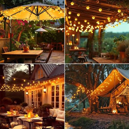 Ηλιακή διακοσμητική γιρλάντα LED 30xLED/8 λειτουργίες 500 mAh 6,5 m IP67 θερμό λευκό