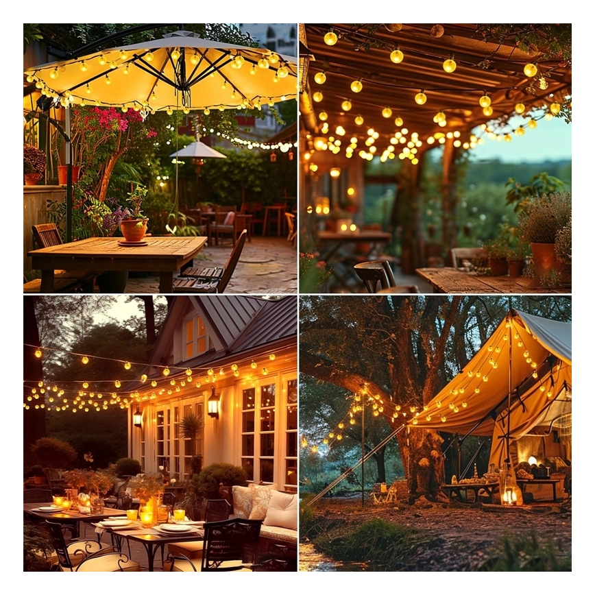 Ηλιακή διακοσμητική γιρλάντα LED 30xLED/8 λειτουργίες 500 mAh 6,5 m IP67 θερμό λευκό