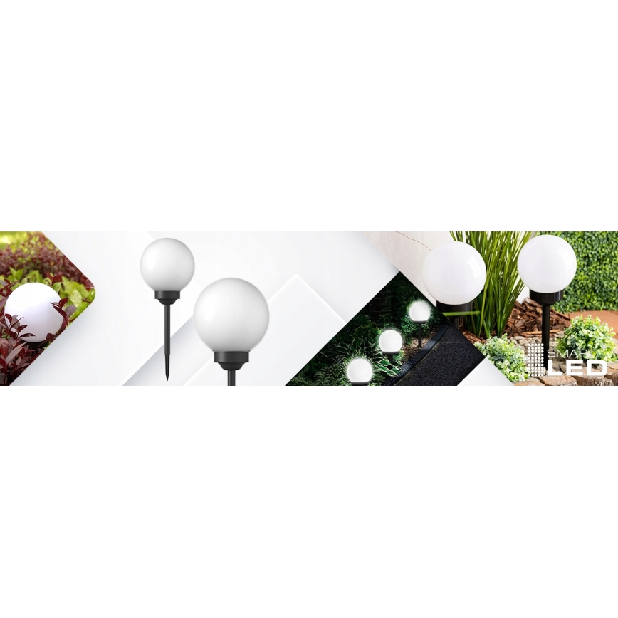 Ηλιακό φωτιστικό LED, 1,2 V, 6500 K, 200 mAh, διάμ. 20 cm, IP44, λευκό/μαύρο