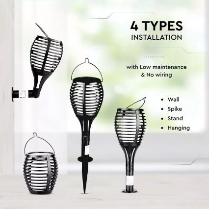 Ηλιακό φωτιστικό LED FLAME 4 σε 1 LED/0,45W/3,7V IP44 500 mAh