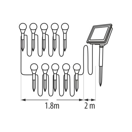 Ηλιακό φωτιστικό LED RGB, 10xLED/1,2V, 300 mAh, IP44, μαύρο