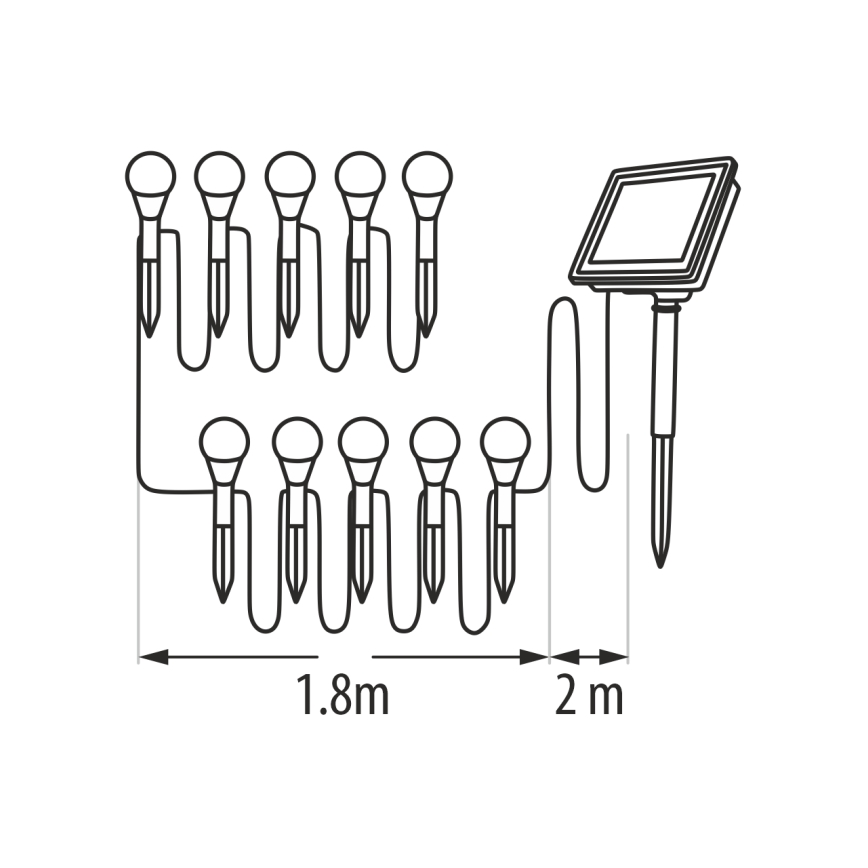 Ηλιακό φωτιστικό LED RGB, 10xLED/1,2V, 300 mAh, IP44, μαύρο