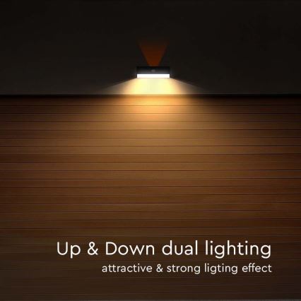 Ηλιακό φωτιστικό τοίχου LED με αισθητήρα LED/3W/3,7V 3000K/4000K IP65 1200 mAh μαύρο