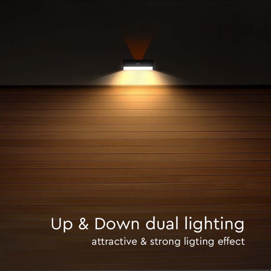 Ηλιακό φωτιστικό τοίχου LED με αισθητήρα LED/3W/3,7V 3000K/4000K IP65 1200 mAh μαύρο