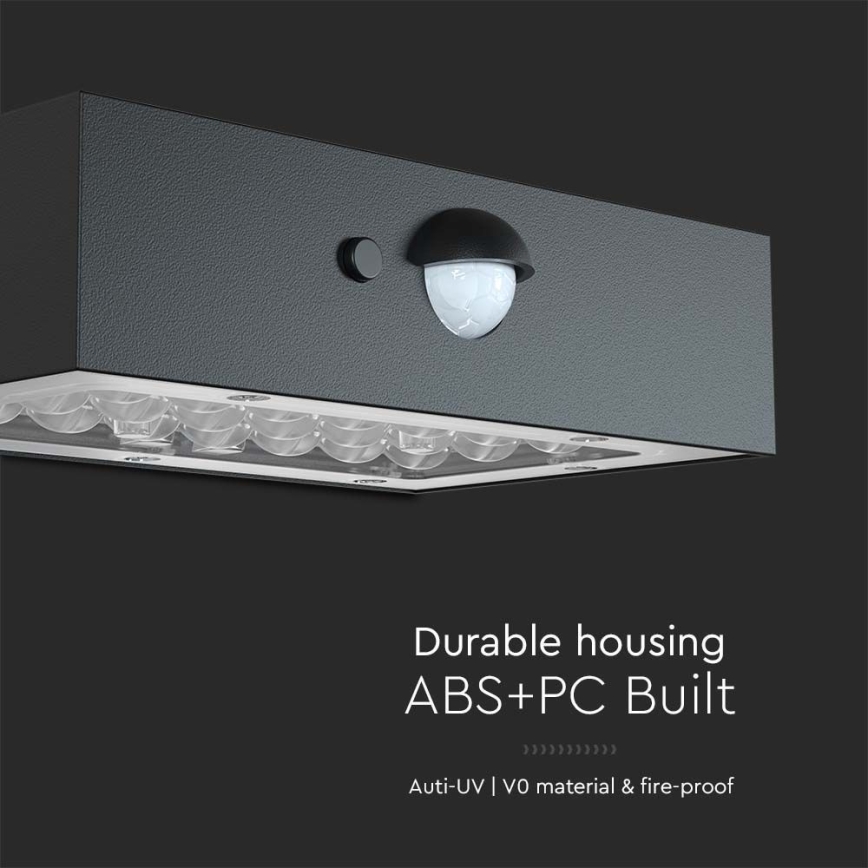 Ηλιακό φωτιστικό τοίχου LED με αισθητήρα LED/3W/3,7V 3000K/4000K IP65 1200 mAh μαύρο