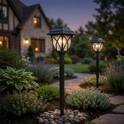 Ηλιακό LED φωτιστικό LAWN LED/1,2V 100 mAh 3000K 44 cm IP44 μαύρο
