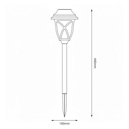 Ηλιακό LED φωτιστικό LAWN LED/1,2V 100 mAh 3000K 44 cm IP44 μαύρο