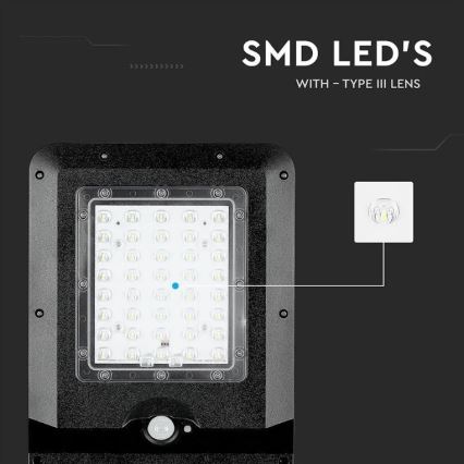 Ηλιακό LED φωτιστικό δρόμου με αισθητήρα LED/15W/7,4V 4000K IP65 10800 mAh