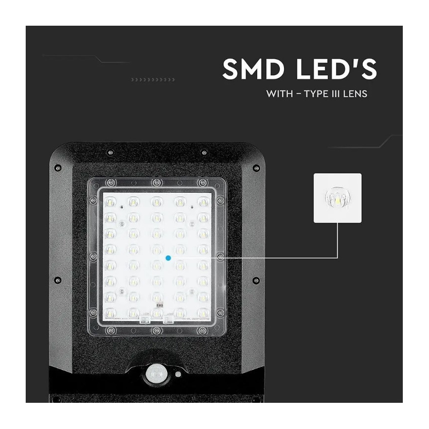 Ηλιακό LED φωτιστικό δρόμου με αισθητήρα LED/15W/7,4V 4000K IP65 10800 mAh