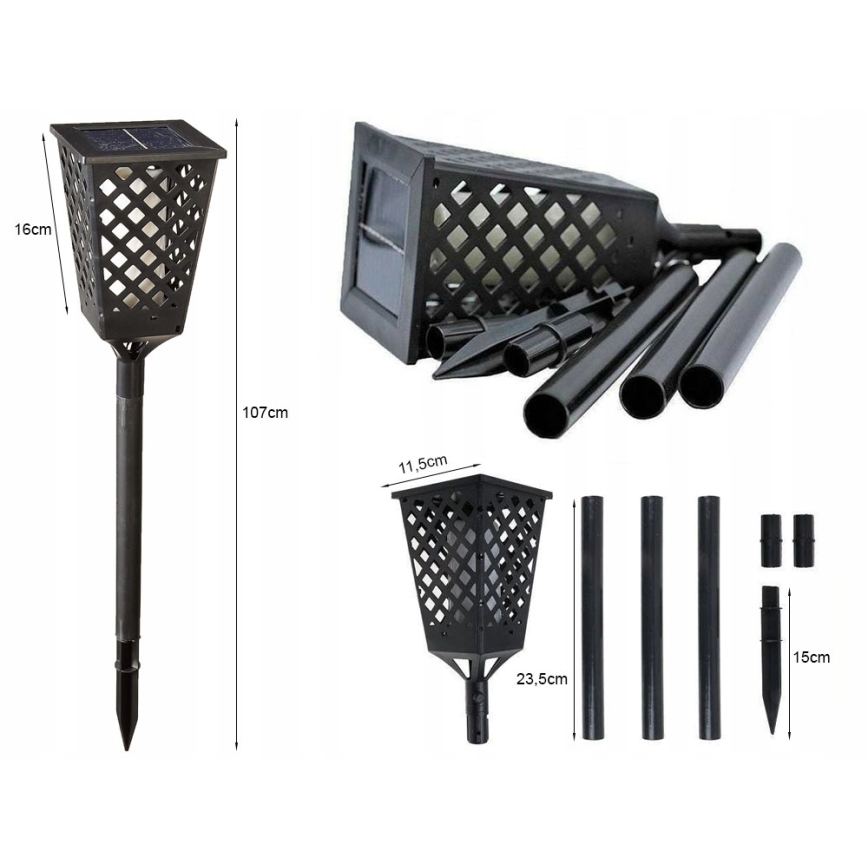 Ηλιακό LED φωτιστικό με αισθητήρα LED/0,6W/5,5V IP65 2000 mAh 107 cm μαύρο