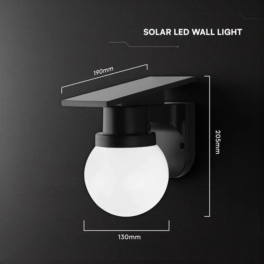 Ηλιακό επιτοίχιο φωτιστικό LED/3,7V 3000/4000/6400K IP54 1800 mAh μαύρο + τηλεχειριστήριο