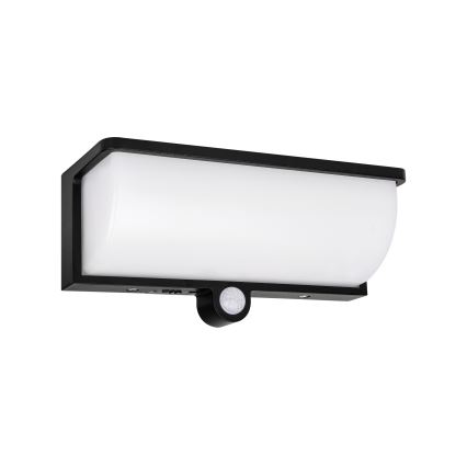 LED ηλιακό επιτοίχιο φωτιστικό με αισθητήρα κίνησης και λυκόφωτος LED/3W/3,7V IP54 1500 mAh μαύρο