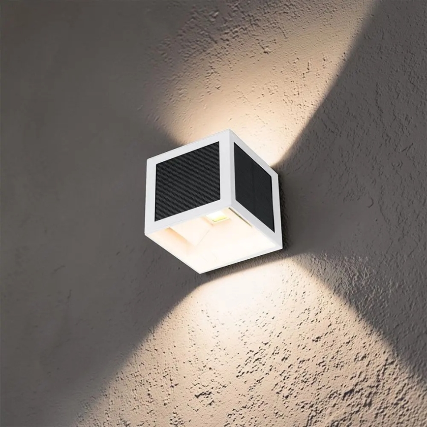 LED ηλιακό επιτοίχιο φωτιστικό με αισθητήρα LED/9W/3,7V 3000/4000/6000K IP65 2600 mAh λευκό