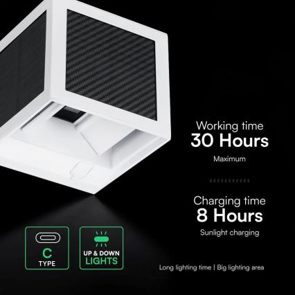 LED ηλιακό επιτοίχιο φωτιστικό με αισθητήρα LED/9W/3,7V 3000/4000/6000K IP65 2600 mAh λευκό