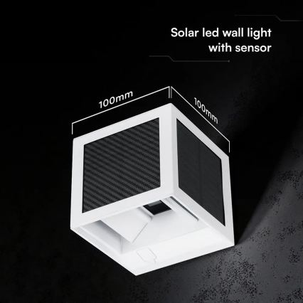LED ηλιακό επιτοίχιο φωτιστικό με αισθητήρα LED/9W/3,7V 3000/4000/6000K IP65 2600 mAh λευκό