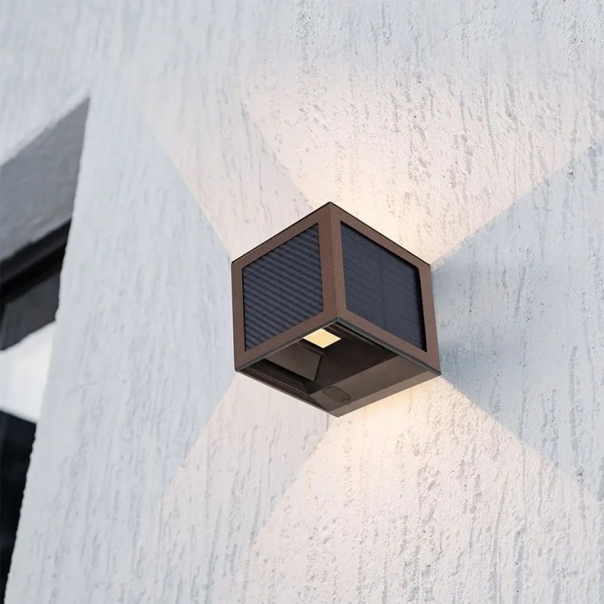 Επιτοίχιο ηλιακό φωτιστικό LED με αισθητήρα LED/9W/3,7V 3000/4000/6000K IP65 2600 mAh καφέ