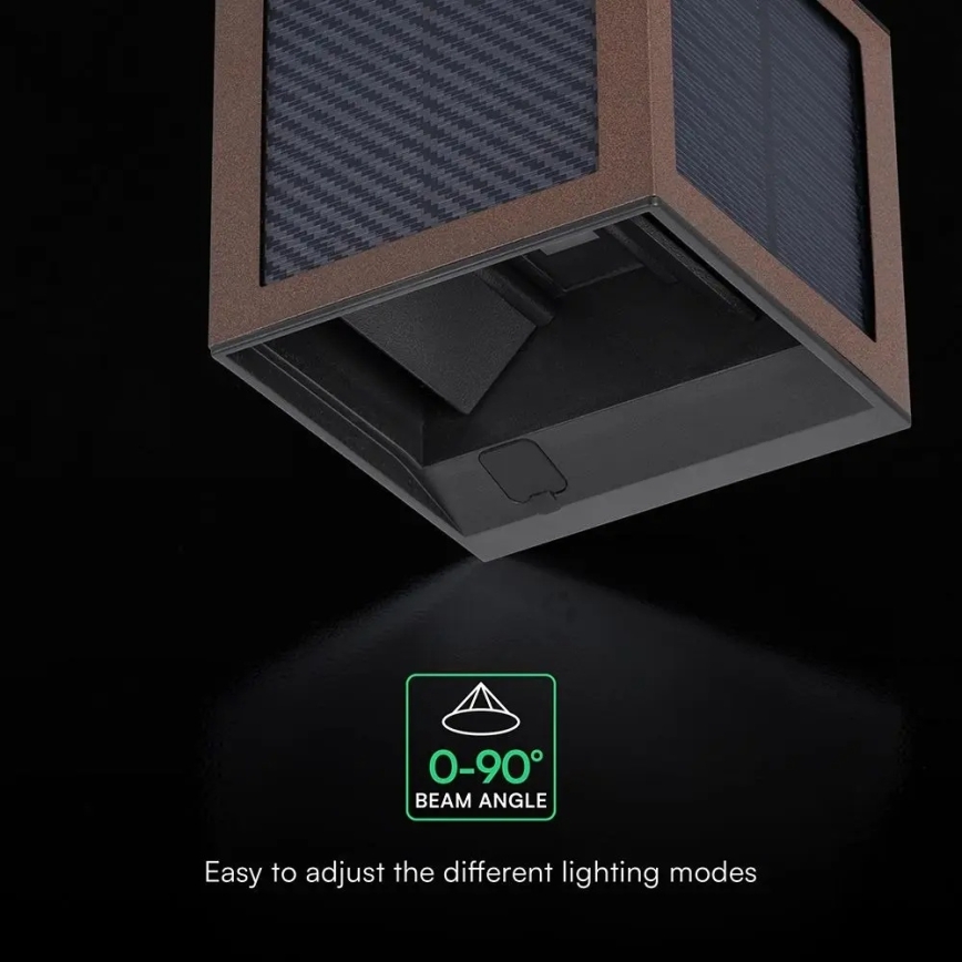 Επιτοίχιο ηλιακό φωτιστικό LED με αισθητήρα LED/9W/3,7V 3000/4000/6000K IP65 2600 mAh καφέ