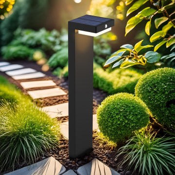 Ηλιακός LED φωτισμός με αισθητήρα κίνησης και λυκόφωτος PALERMO LED/5W/5V 2000 mAh IP54 μαύρο