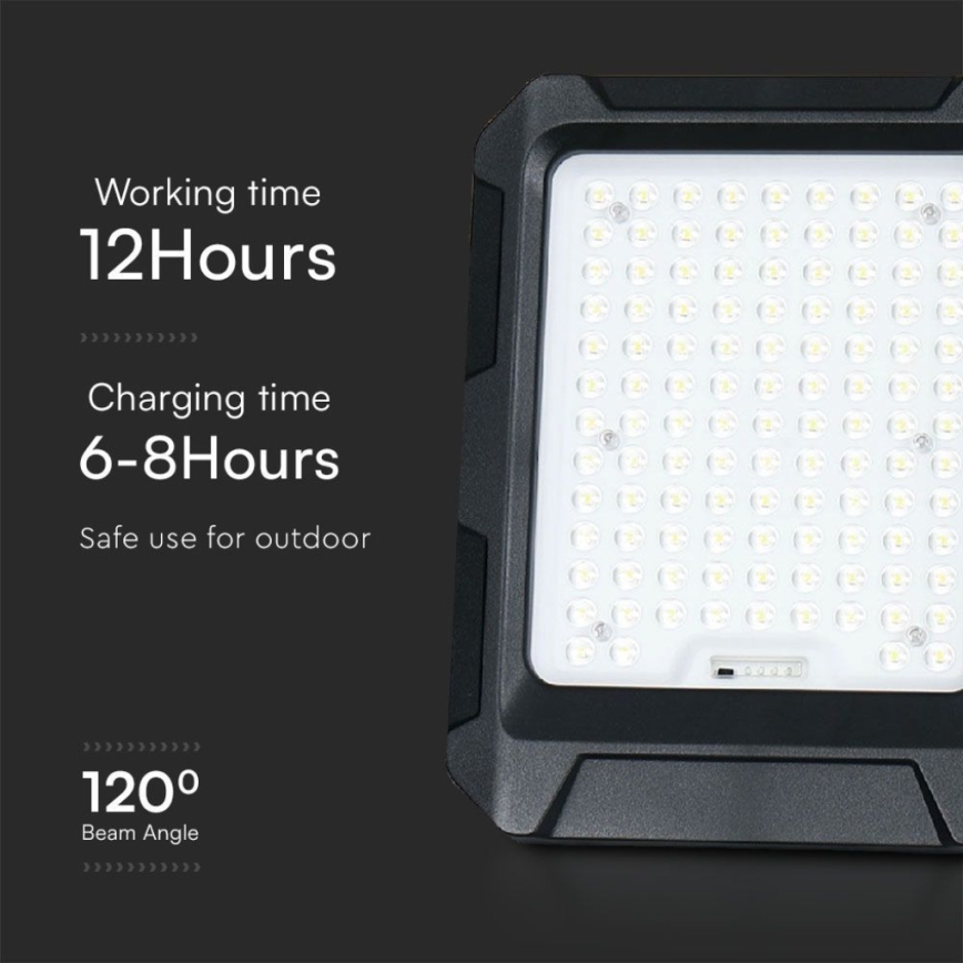 Ηλιακός LED προβολέας 15W/3,7V IP65 4000K 12000 mAh μαύρος + τηλεχειριστήριο