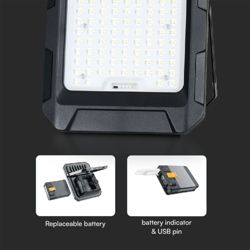 Ηλιακός LED προβολέας 15W/3,7V IP65 4000K 12000 mAh μαύρος + τηλεχειριστήριο