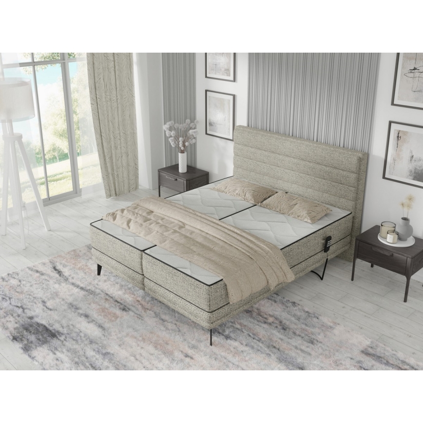 Ηλεκτρικά ρυθμιζόμενο επενδεδυμένο κρεβάτι με στρώματα MILA 180x200 εκ., γκρι