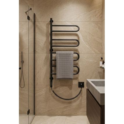 Ηλεκτρικός περιστρεφόμενος στεγνωτήρας πετσετών ELECTRA 120W/230V 102,5x47,5 cm ανοξείδωτος/μαύρος αριστερός