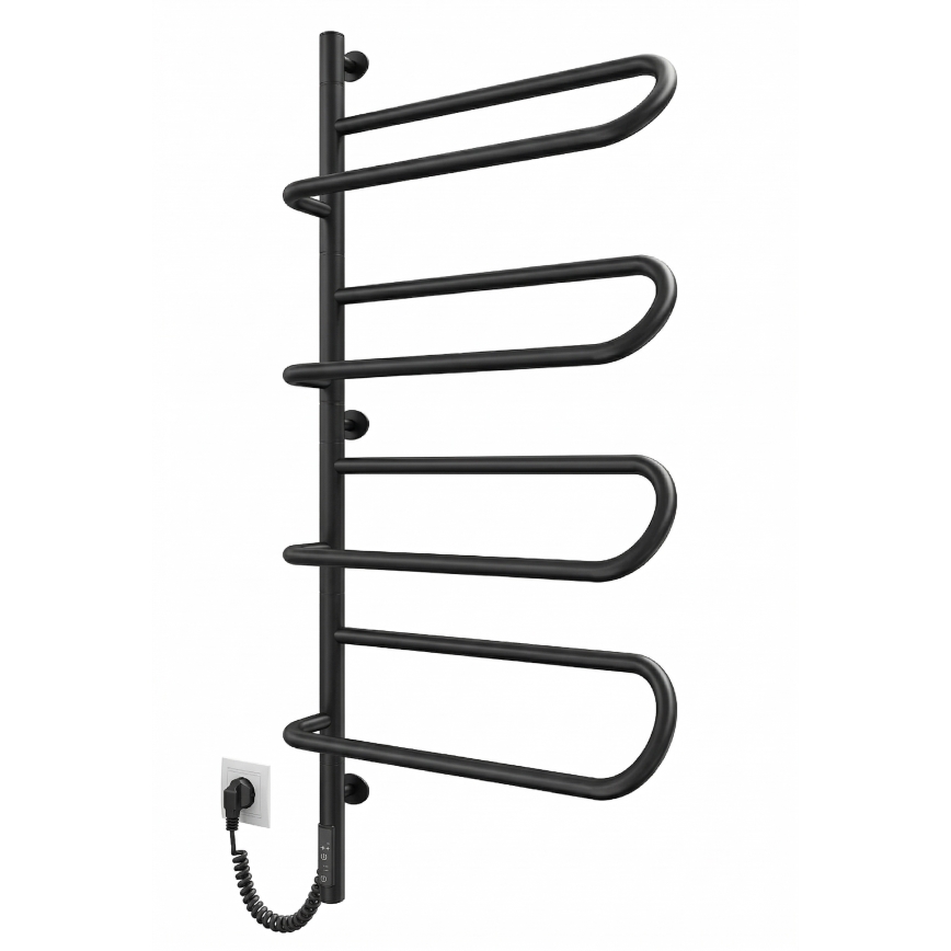 Ηλεκτρικός περιστρεφόμενος στεγνωτήρας πετσετών ELECTRA 120W/230V 102,5x47,5 cm ανοξείδωτος/μαύρος αριστερός