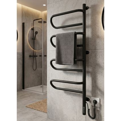 Ηλεκτρική περιστρεφόμενη κρεμάστρα για πετσέτες ELECTRA 120W/230V 102,5x44,5 cm ανοξείδωτο/μαύρη δεξιά