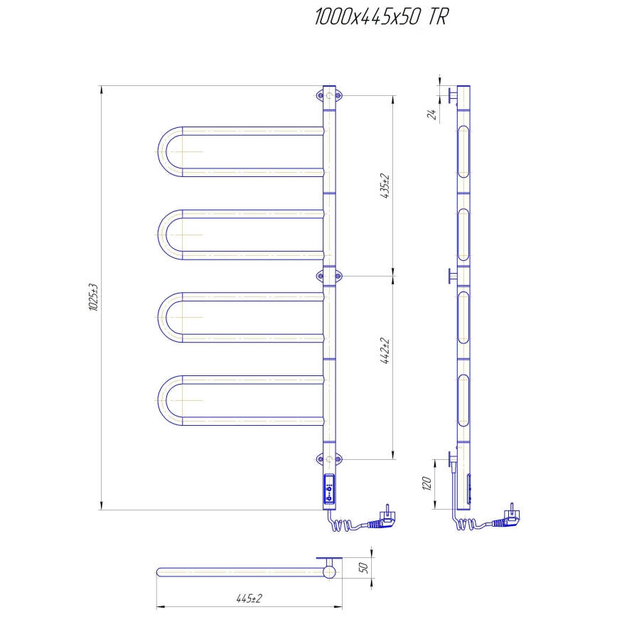 Ηλεκτρικός περιστρεφόμενος στεγνωτήρας πετσετών TRISTAR 105W/230V 102,5x44,5 cm IP44 ανοξείδωτο/μαύρο