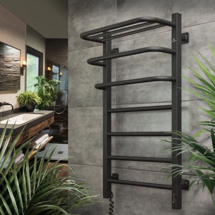 Ηλεκτρική πετσετοκρεμάστρα με θερμοστάτη FORTIS 155W 80x48 cm IP44 μαύρη δεξιά