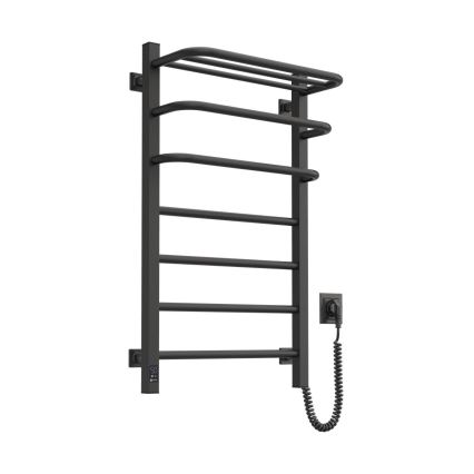 Ηλεκτρική πετσετοκρεμάστρα με θερμοστάτη FORTIS 155W 80x48 cm, μαύρη, δεξιά