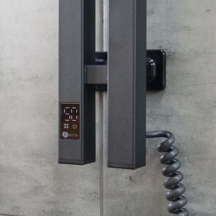 Ηλεκτρική πετσετοκρεμάστρα με θερμοστάτη SILOUETTE 106W 150x9 cm, μαύρη, δεξιά