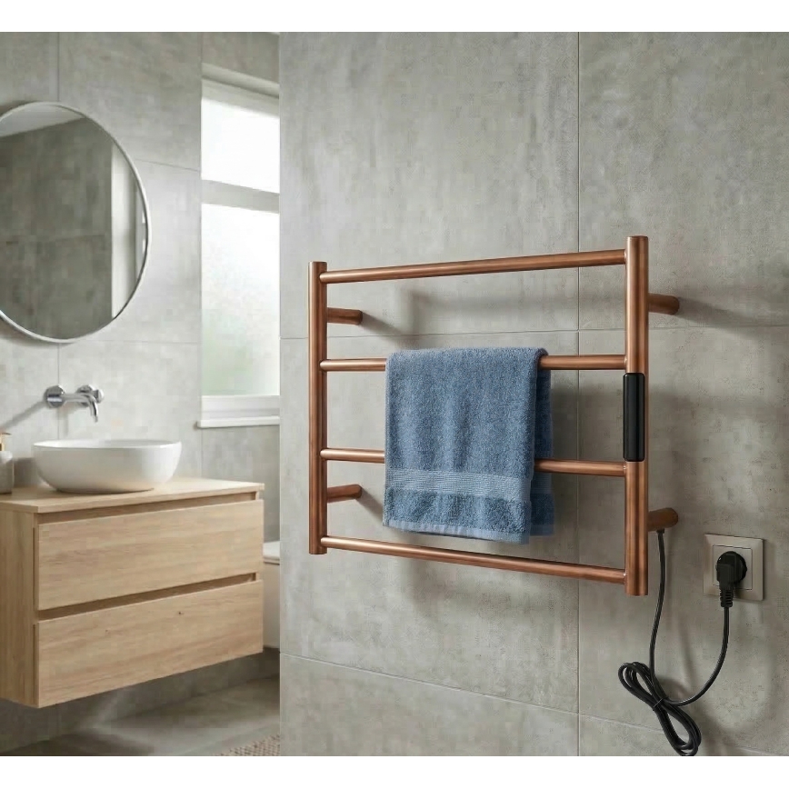 Ηλεκτρική θερμαινόμενη κρεμάστρα πετσετών 56x37 63W ανοξείδωτο/χάλκινο