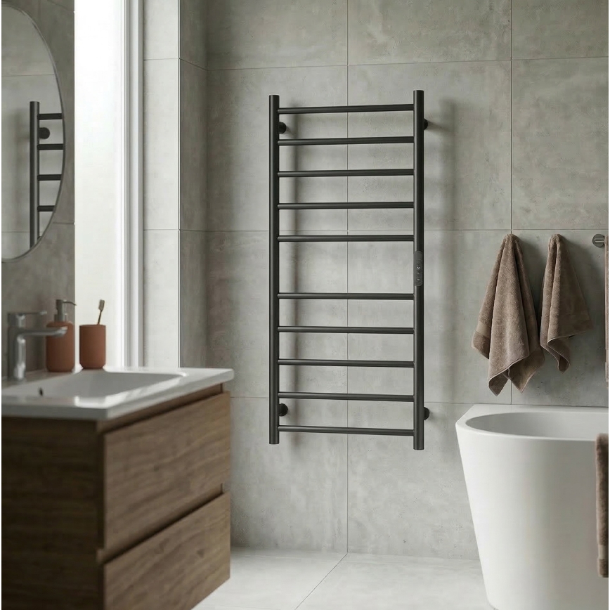Ηλεκτρική θερμαινόμενη πετσετοκρεμάστρα 45x96 cm 130W ανοξείδωτο/μαύρο