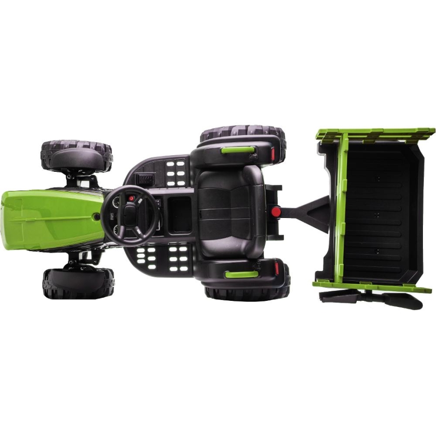 Ηλεκτρικός τρακτέρ με καρότσι 2x30W/7000 mAh μαύρο/πράσινο + τηλεχειριστήριο