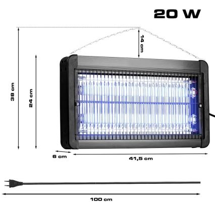 Ηλεκτρικός παγίδα εντόμων 2x10W/230V 100 τ.μ.