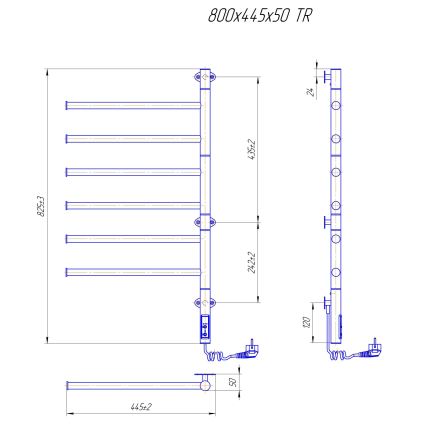 Ηλεκτρική περιστρεφόμενη πετσετοκρεμάστρα VEER 80W/230V 82,5x44,5 cm ανοξείδωτη/μαύρη