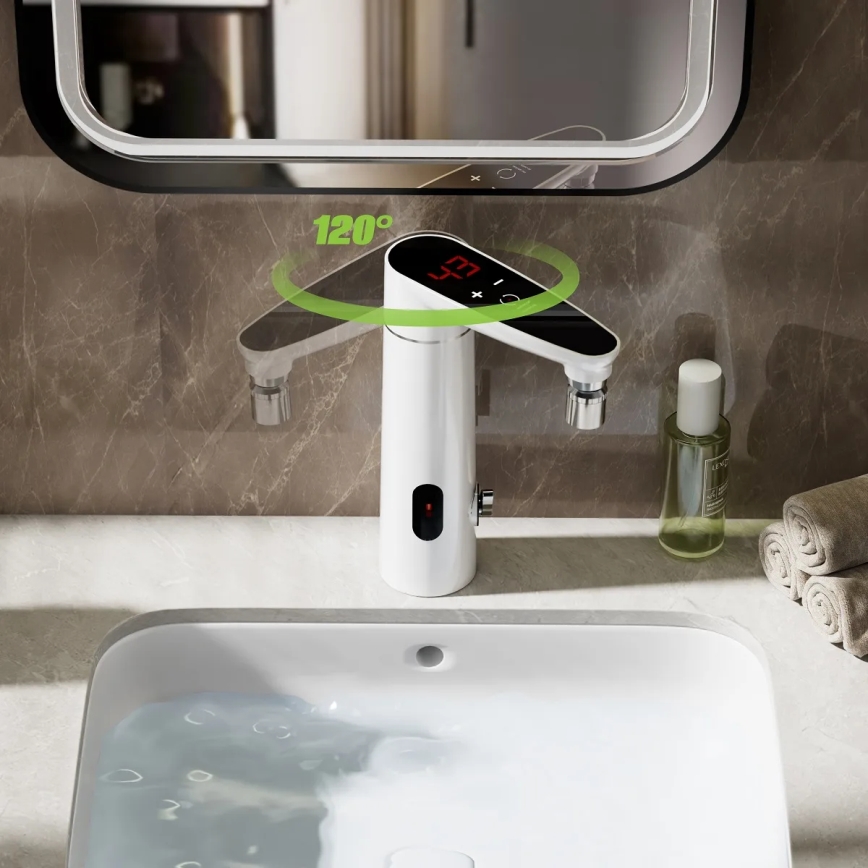 Ηλεκτρικός θερμοσίφωνας ροής με οθόνη αφής, αισθητήρα και LED οθόνη 3000W/230V IPX4 λευκός