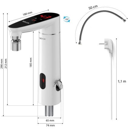 Ηλεκτρικός θερμοσίφωνας ροής με οθόνη αφής, αισθητήρα και LED οθόνη 3000W/230V IPX4 λευκός