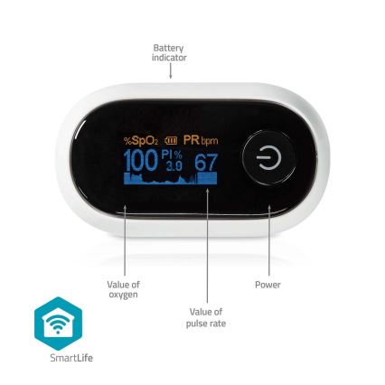 Smart pulse oximeter 2xAAA Tuya