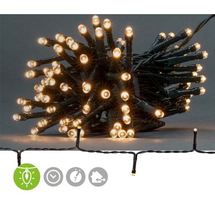 LED χριστουγεννιάτικη γιρλάντα για εξωτερικούς χώρους 96xLED/7 λειτουργίες/3xAA 7,7m IP44 θερμό λευκό
