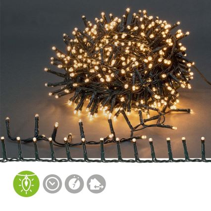 LED Εξωτερική χριστουγεννιάτικη γιρλάντα 400xLED/7 λειτουργίες 11m IP44 θερμό λευκό