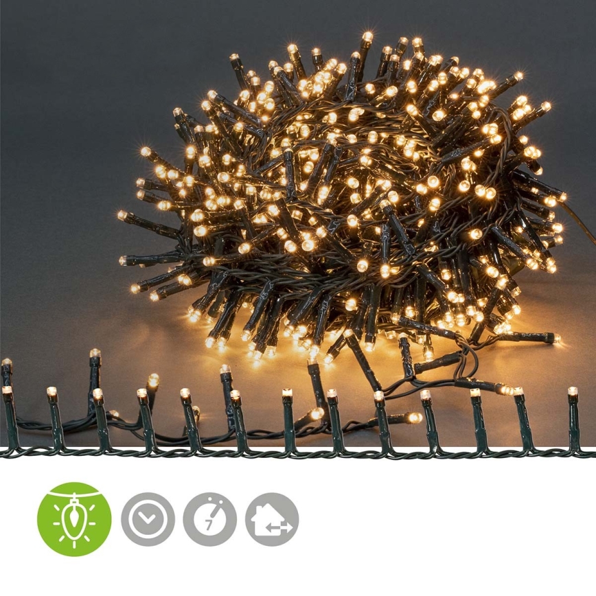 LED εξωτερική χριστουγεννιάτικη γιρλάντα 560 LED / 7 λειτουργίες 14 m IP44 θερμό λευκό