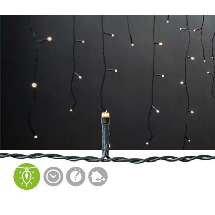 LED Εξωτερική χριστουγεννιάτικη κουρτίνα 180xLED/7 λειτουργίες 10,9m IP44 θερμό λευκό