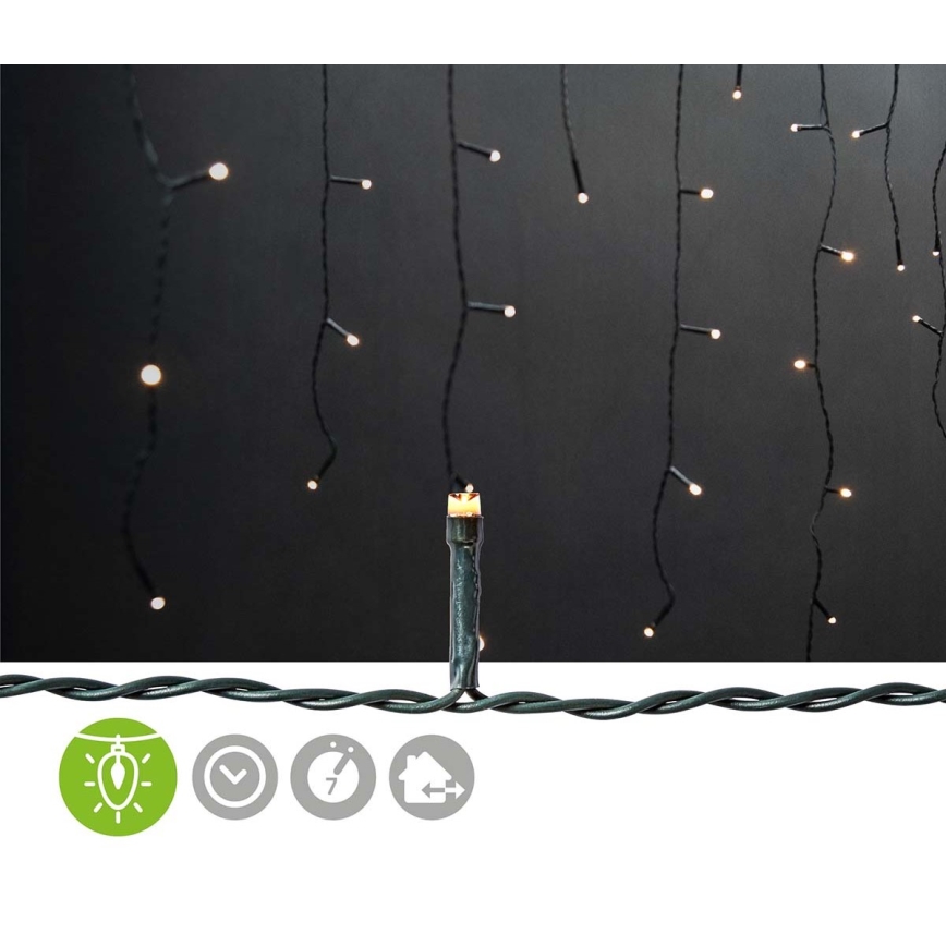 LED Εξωτερική χριστουγεννιάτικη κουρτίνα 180xLED/7 λειτουργίες 10,9m IP44 θερμό λευκό