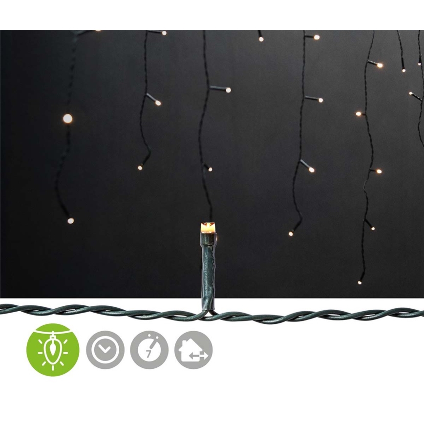LED Εξωτερική χριστουγεννιάτικη κουρτίνα 360xLED/7 λειτουργίες 14m IP44 ζεστό λευκό