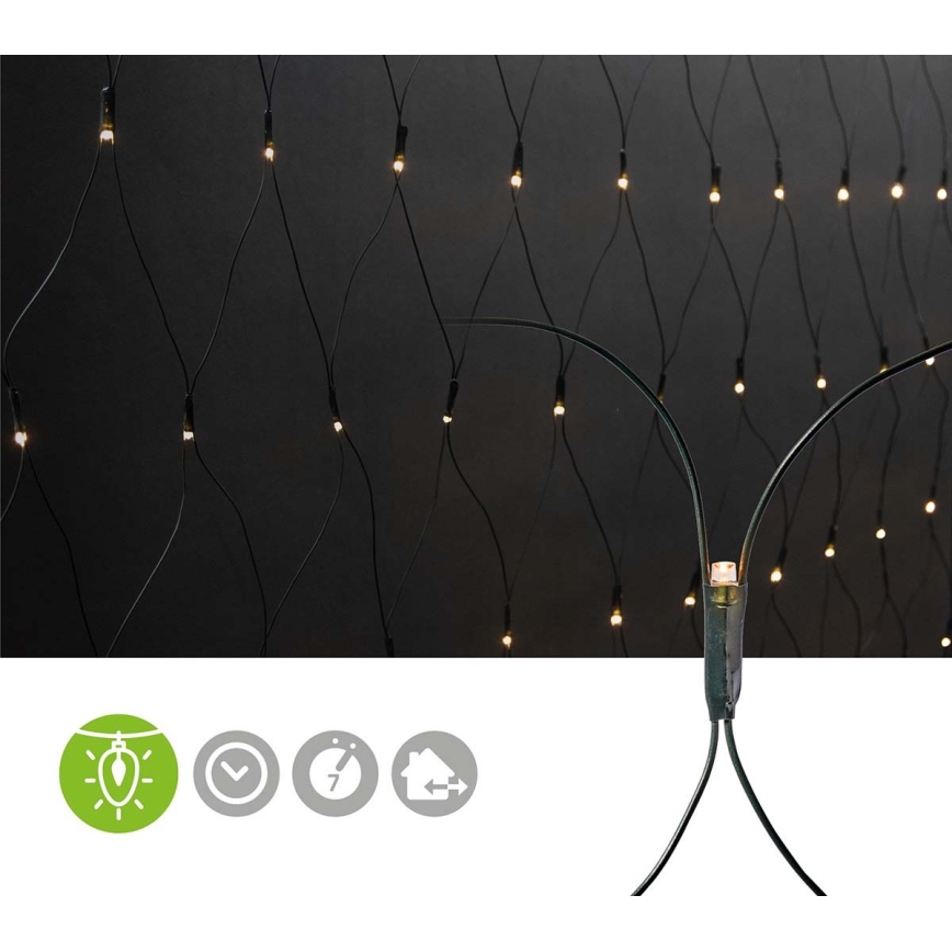 Χριστουγεννιάτικα λαμπάκια κουρτίνα LED 160xLED/7 λειτουργίες 5m IP44 ζεστό λευκό
