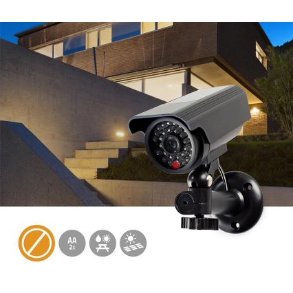 LED Προσομοιωμένη κάμερα ασφαλείας με ηλιακό πάνελ 2xAA IP44