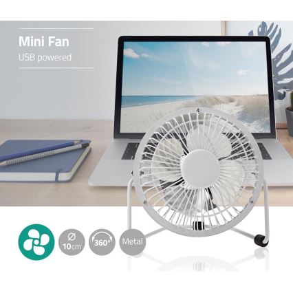 Επιτραπέζιος ανεμιστήρας 3W/USB, 10 cm, λευκός